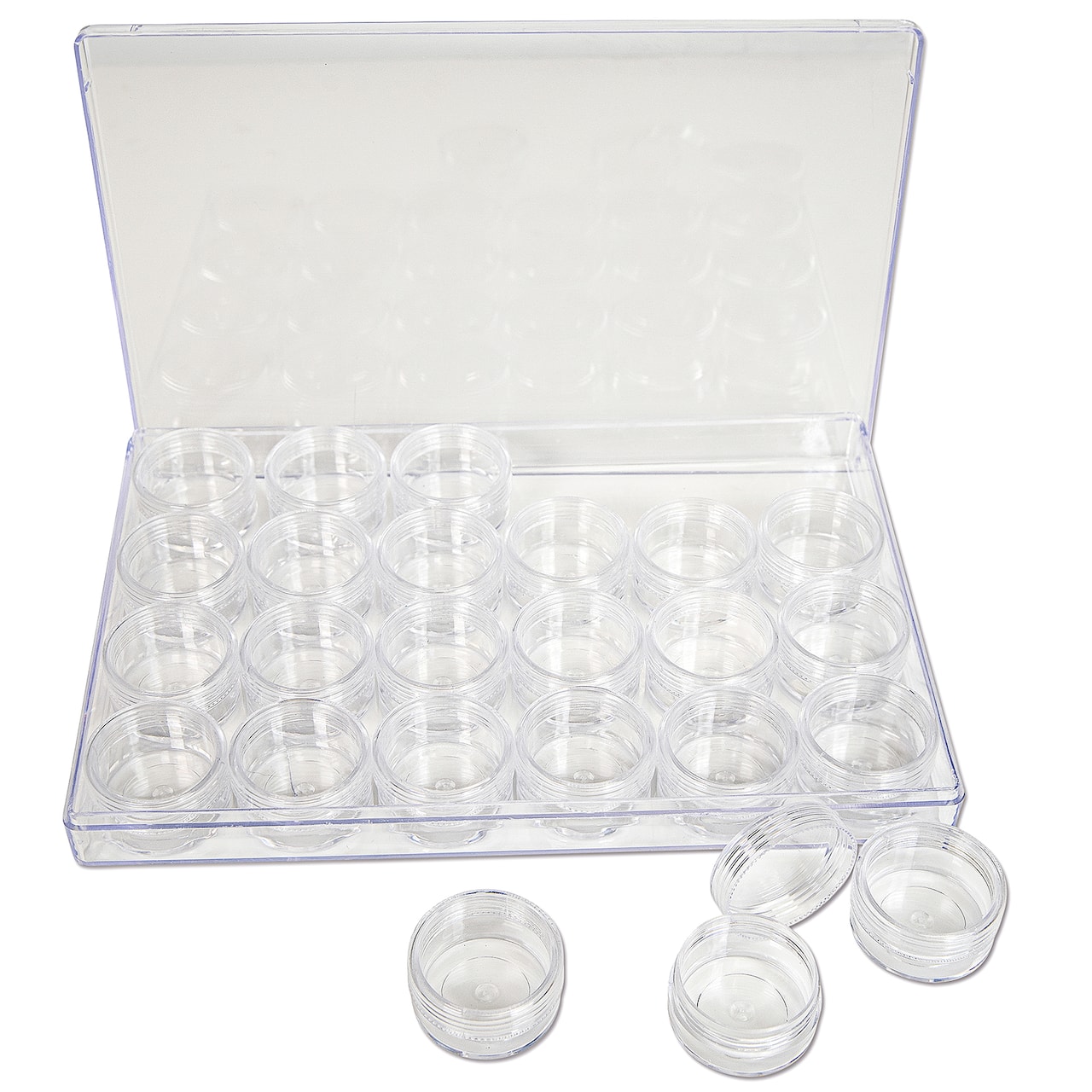 The Beadsmith&#xAE; 9.5&#x27;&#x27; x 6.5&#x27;&#x27; x 1&#x27;&#x27; Clear Storage Box with Jars